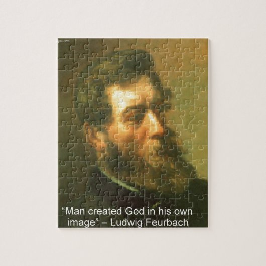 Ludwig Feurbach & Man schiep God Citaat Legpuzzel (Verticaal)