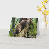 Ludwig het Wenskaart van het Puppy Leonberger Kaart (Gele Bloem)