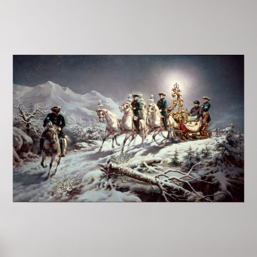 Ludwig II van Bavaria Sleighing bij nacht Poster (Voorkant)