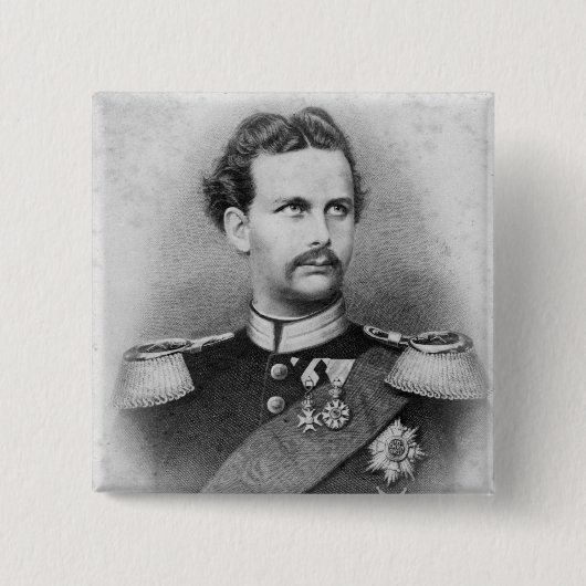 Ludwig II van Beieren Vierkante Button 5,1 Cm (Voorkant)