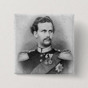 Ludwig II van Beieren Vierkante Button 5,1 Cm