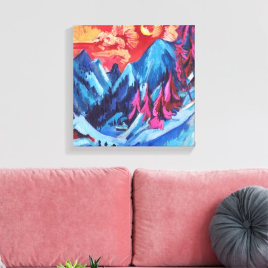Ludwig Kirchner Winterlandschap in Moonlight Canvas Afdruk (Insitu (Woonkamer))