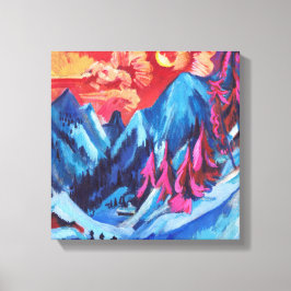Ludwig Kirchner Winterlandschap in Moonlight Canvas Afdruk