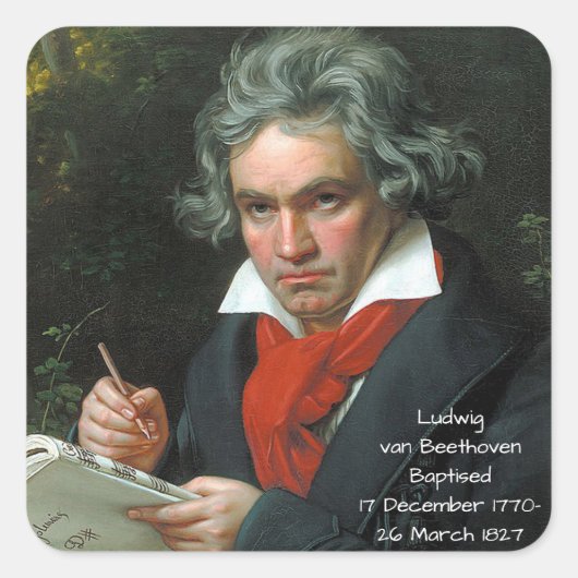Ludwig van Beethoven, 1820 Vierkante Sticker (Voorkant)