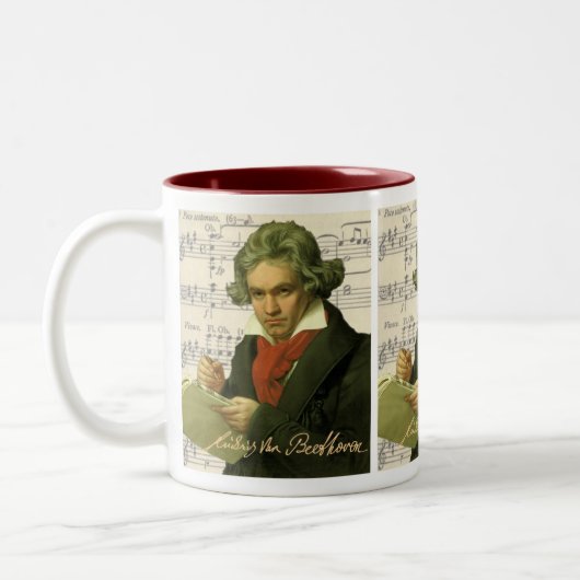 Ludwig van Beethoven ~ Beethoven Collage Tweekleurige Koffiemok (Links)