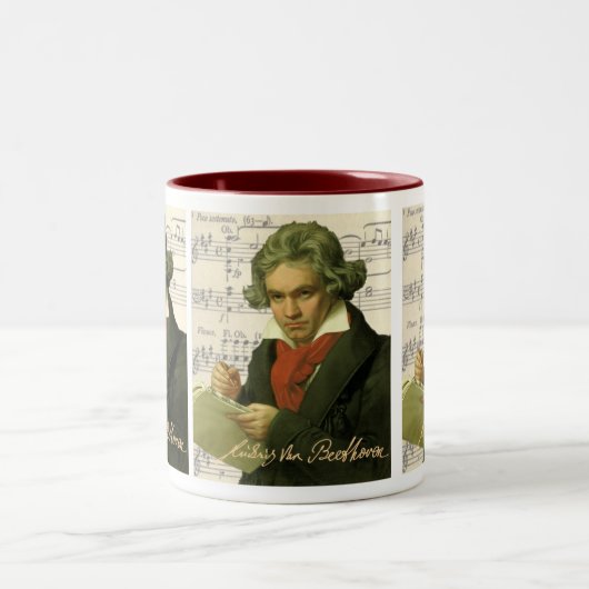 Ludwig van Beethoven ~ Beethoven Collage Tweekleurige Koffiemok (Center)