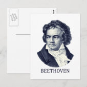Ludwig van Beethoven, blauw Briefkaart (Voorkant / Achterkant)