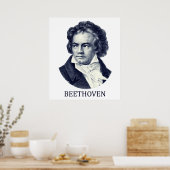 Ludwig van Beethoven, blauw Poster (Keuken)