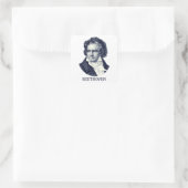 Ludwig van Beethoven, blauw Vierkante Sticker (Tas)