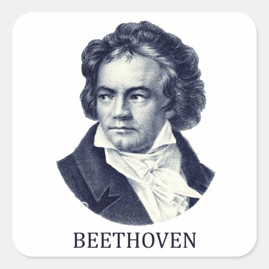 Ludwig van Beethoven, blauw Vierkante Sticker (Voorkant)
