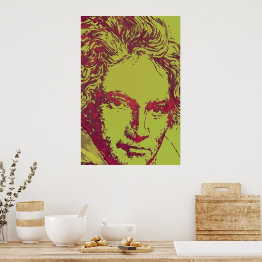 Ludwig Van Beethoven digitale kunst Poster (Keuken)
