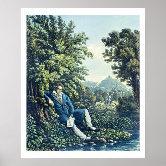 Ludwig van Beethoven door een rivier (gekleurde en Poster (Voorkant)