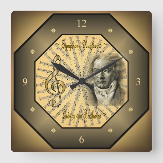 Ludwig van Beethoven ~ Duits Componist ~ Pianist ~ Vierkante Klok (Voorkant)