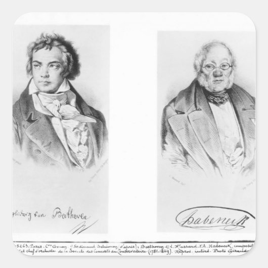 Ludwig van Beethoven & Francois-Antoine Habeneck Vierkante Sticker (Voorkant)