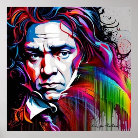 Ludwig van Beethoven Levendige Unieke 40"x40" Poster (Voorkant)