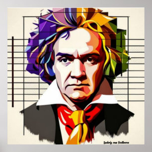 Ludwig van Beethoven Levendige Unieke 40"x40" Poster