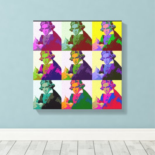 Ludwig Van Beethoven Pop Art Canvas Afdruk (Insitu (Houten vloer))