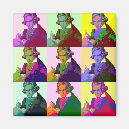 Ludwig Van Beethoven Pop Art Magneet (Voorkant)