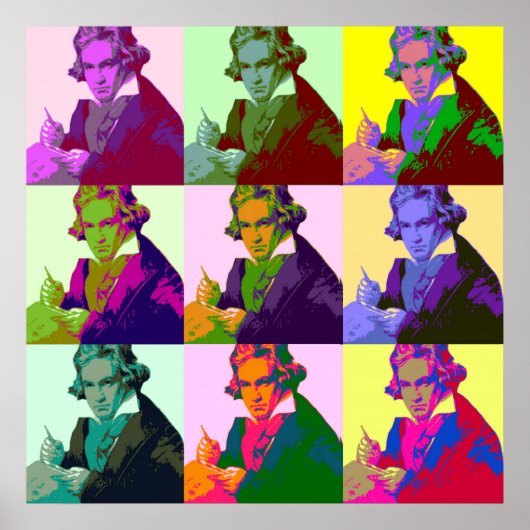 Ludwig Van Beethoven Pop Art Poster (Voorkant)