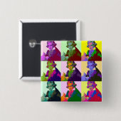 Ludwig Van Beethoven Pop Art Vierkante Button 5,1 Cm (Voorkant /achterkant)
