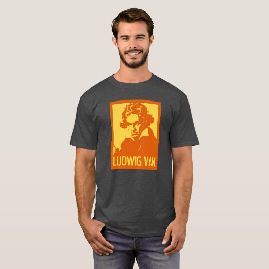 Ludwig Van Beethoven Pop Kunstportret T-shirt (Voorkant volledig)