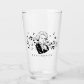 Ludwig van Beethoven Portrait en Bust met noten Glas (Voorkant)