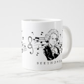 Ludwig van Beethoven Portrait en Bust met noten Grote Koffiekop (Voorkant rechts)