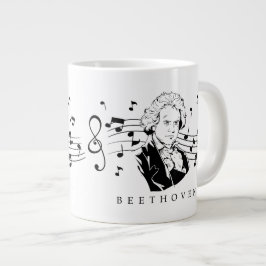 Ludwig van Beethoven Portrait en Bust met noten Grote Koffiekop