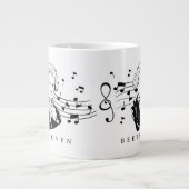 Ludwig van Beethoven Portrait en Bust met noten Grote Koffiekop (Voorkant)