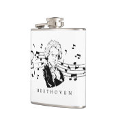 Ludwig van Beethoven Portrait en Bust met noten Heupfles (Links)