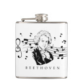 Ludwig van Beethoven Portrait en Bust met noten Heupfles (Voorkant)