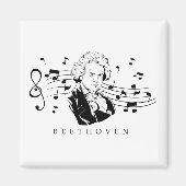 Ludwig van Beethoven Portrait en Bust met noten Magneet (Voorkant)