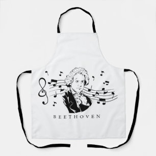Ludwig van Beethoven Portrait en Bust met noten Schort