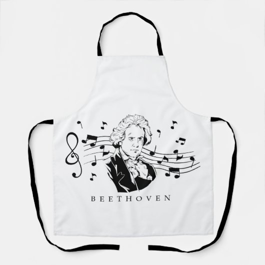 Ludwig van Beethoven Portrait en Bust met noten Schort (Voorkant)
