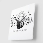 Ludwig van Beethoven Portrait en Bust met noten Vierkante Klok (Hoek)