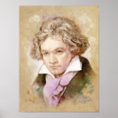 Ludwig van Beethoven Portrait im Aquarell Style Poster (Voorkant)
