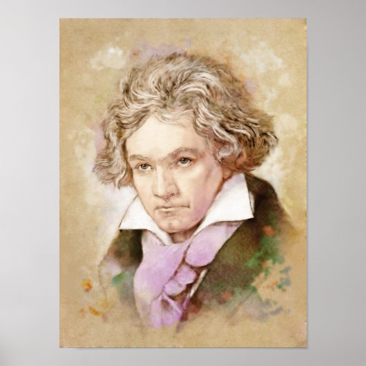 Ludwig van Beethoven Portrait im Aquarell Style Poster (Voorkant)