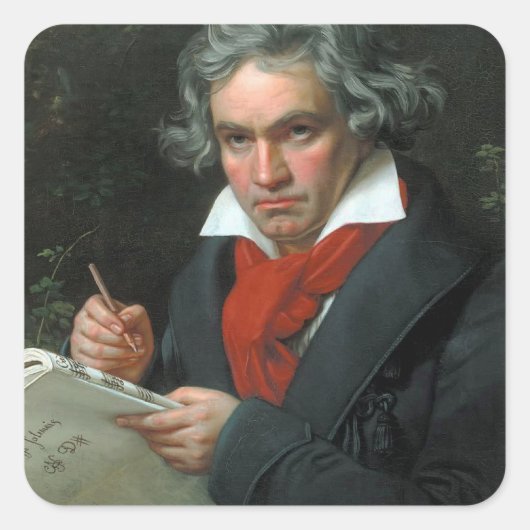 Ludwig van Beethoven Portrait Vierkante Sticker (Voorkant)