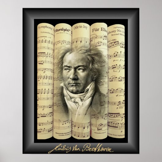 Ludwig van Beethoven~Rolled klassikaal blad Music~ Poster (Voorkant)