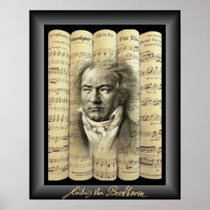 Ludwig van Beethoven~Rollend Klassieke Blad Music~ Poster
