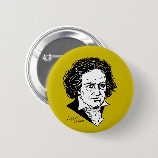 Ludwig van Beethoven Ronde Button 5,7 Cm (Voorkant /achterkant)