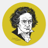 Ludwig van Beethoven Ronde Sticker (Voorkant)