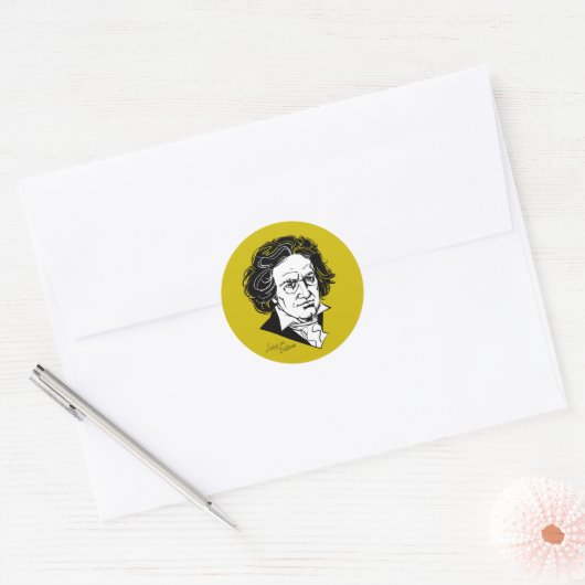 Ludwig van Beethoven Ronde Sticker (Envelop)