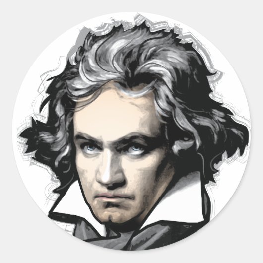 Ludwig van Beethoven Ronde Sticker (Voorkant)