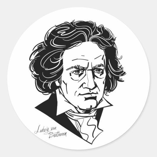 Ludwig van Beethoven Ronde Sticker (Voorkant)