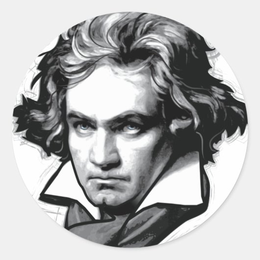Ludwig van Beethoven Ronde Sticker (Voorkant)