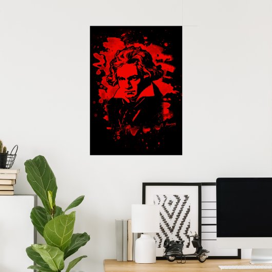 Ludwig Van Beethoven Tribute (red) Poster (Thuiskantoor)