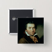 Ludwig van Beethoven Vierkante Button 5,1 Cm (Voorkant /achterkant)