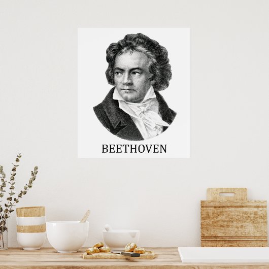 Ludwig van Beethoven, zwart Poster (Keuken)