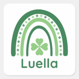 Luella Name Clover Boho Rainbow Vierkante Sticker